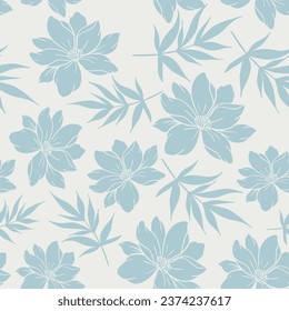 Vector seamless pattern with hand drawing wild plants, floral elements, hand drawing repeating background.