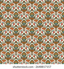 vetor padrão sem emenda com mão desenhando flores e corações. ornamento floral para convites de casamento, cartões, têxteis, papel de embrulho, embrulho de presente.