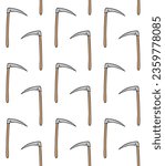 Vector seamless pattern of hand drawn doodle sketch Scythe isolated on white background