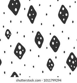 Vector seamless pattern with hand drawn polka dots black colour on white background. Good for wrapping paper, wallpaper design, greeting cards, web page banners, interior surface, fabric print design