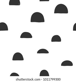 Vector seamless pattern with hand drawn polka dots black colour on white background. Good for wrapping paper, wallpaper design, greeting cards, web page banners, interior surface, fabric print design