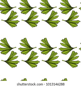 Vector seamless pattern with hand drawn Ginkgo biloba leaves. Ink drawing, graphic style, perfect for prints and patterns
