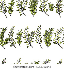 Vector seamless pattern with hand drawn leaves. Ink drawing, graphic style, perfect for prints and patterns