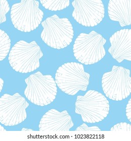Vector seamless pattern with hand drawn scallop shells. Beautiful marine design elements, perfect for prints and patterns.