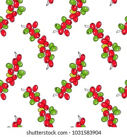 Vector seamless pattern with hand drawn Coffea plants. Beautiful food design elements, perfect for prints and patterns