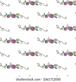 Vector seamless pattern with hand drawn roses. Wrapping paper, wallpaper for flower shop or store, floral atelier, spa, boutique, beauty salon, print on tile. EPS10.