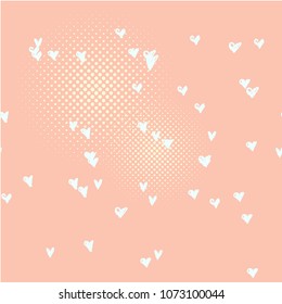 Vector seamless pattern with hand drawn doodle hearts. Cute and romantic illustration. Perfect for Valentine day greeting.