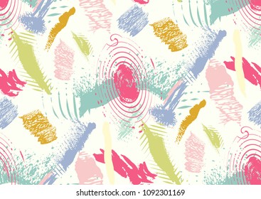 Vector seamless pattern with hand drawn textured brush strokes, stripes hand painted.