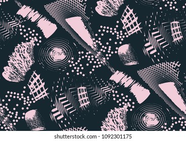 Vector seamless pattern with hand drawn textured brush strokes, stripes hand painted.