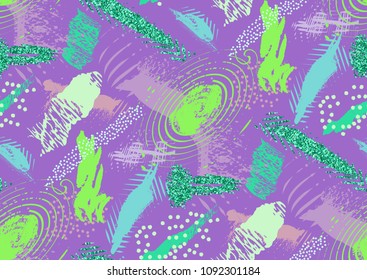 Vector seamless pattern with hand drawn textured brush strokes, stripes hand painted.