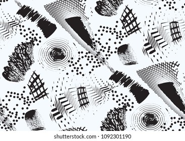 Vector seamless pattern with hand drawn textured brush strokes, stripes hand painted.