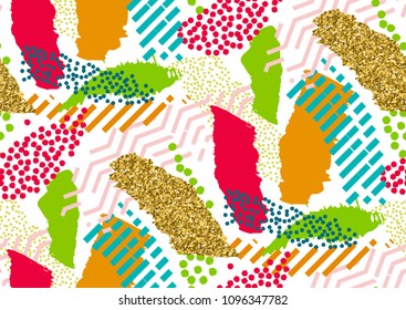 Vector seamless pattern with hand drawn textured brush strokes, stripes hand painted.