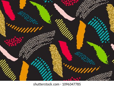 Vector seamless pattern with hand drawn textured brush strokes, stripes hand painted.