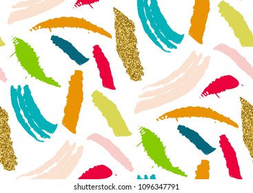 Vector seamless pattern with hand drawn textured brush strokes, stripes hand painted.