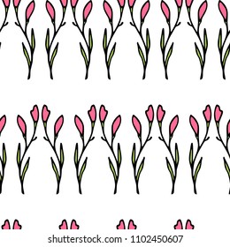 Vector seamless pattern with hand drawn blooming twigs. Beautiful food design elements, perfect for prints and patterns