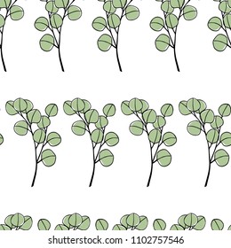 Vector seamless pattern with hand drawn eucalyptus twigs. Beautiful floral design elements, perfect for prints and patterns
