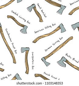 Vector seamless pattern with hand drawn axes. Beautiful design elements, perfect for prints and patterns