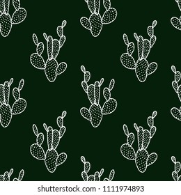 Vector seamless pattern with hand drawn cactus. Beautiful floral design elements, perfect for prints and patterns