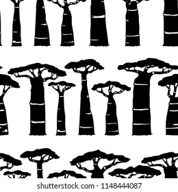 Vector seamless pattern with hand drawn baobab. Beautiful design elements, perfect for prints and patterns.