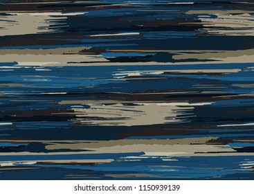 Vector seamless pattern with hand drawn rough edges textured brush strokes and stripes hand painted. Black, pink, blue, grey colors.