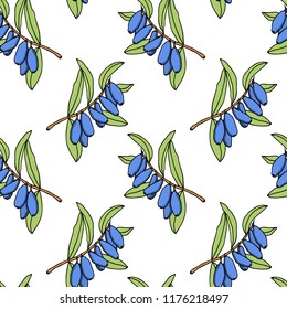 Vector seamless pattern with hand drawn honeysuckle twigs. Beautiful floral design elements, perfect for prints and patterns