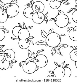 Vector seamless pattern with hand drawn apples. Beautiful food design elements. Ink drawing, perfect for prints and patterns