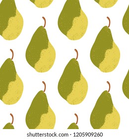 Vector seamless pattern with hand drawn textured pears. Beautiful food design elements. Ink drawing, perfect for prints and patterns