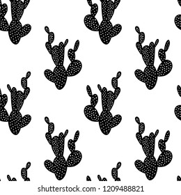 Vector seamless pattern with hand drawn cactus. Beautiful floral design elements, perfect for prints and patterns