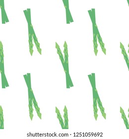 Vector seamless pattern with hand drawn vegetables. Farm market products. Asparagus. Simple vegetarian food drawing