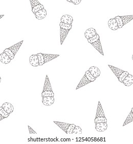 Vector seamless pattern with hand drawn Ice cream. Detailed retro style image. Vintage sketch element for labels, packaging and cards design. Modern background. Engraved style illustration.