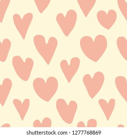 Vector seamless pattern with hand drawn hearts. Valentine's Day design.