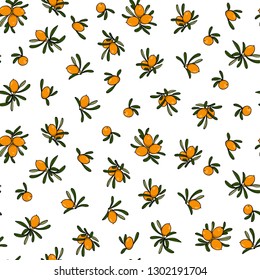 Vector seamless pattern with hand drawn Argan tree branches with fruit. Beautiful design elements, ink drawing, perfect for prints and patterns