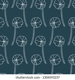Vector seamless pattern with hand drawn lotus seed pods. Beautiful floral design elements, ink drawing, logo template