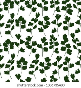 Vector seamless pattern with hand drawn maidenhair fern. Beautiful floral design elements, perfect for prints and patterns