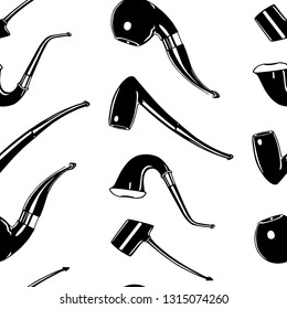 Vector seamless pattern with hand drawn smoking pipes. Beautiful ink drawing, vintage style, perfect for prints and patterns