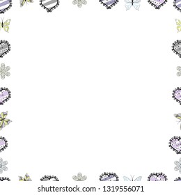 Vector. Seamless pattern. Hand drawn vector border frame doodles.