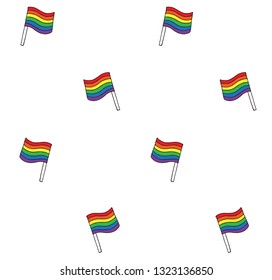 Vector seamless pattern of hand drawn doodle sketch lgbt rainbow flag isolated on white background 