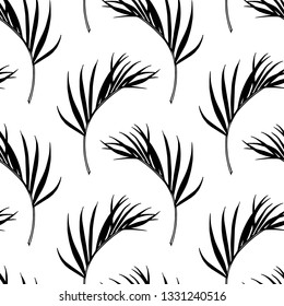 Vector seamless pattern with hand drawn palm leaves. Graceful plants, beautiful ink drawing. Perfect for prints and patterns