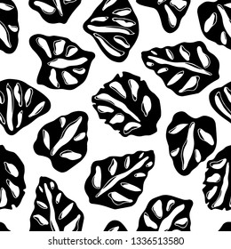 Vector seamless pattern with hand drawn traditional French breads fougasse. Ink drawing, graphic style. Beautiful food design elements, perfect for prints and patterns
