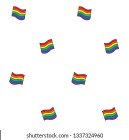 Vector seamless pattern of hand drawn doodle sketch lgbt rainbow flag isolated on white background 