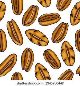 Vector seamless pattern with hand drawn traditional bread of France. Ink drawing, graphic style. Beautiful food design elements.