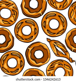 Vector seamless pattern with hand drawn traditional bread of France. Ink drawing, graphic style. Beautiful food design elements.