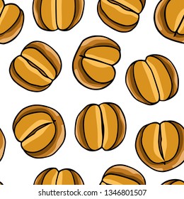 Vector seamless pattern with hand drawn traditional bread of Ile de France. Ink drawing, graphic style. Beautiful food design elements.