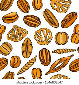 Vector seamless pattern with hand drawn traditional bread of France. Ink drawing, graphic style. Beautiful food design elements.