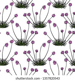 Vector seamless pattern with hand drawn thrift. Beautiful floral design elements, ink drawing, perfect for prints and patterns