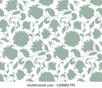 Vector seamless pattern with hand drawn paisley floral elements. Beautiful colorful endless background in oriental indian style