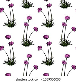 Vector seamless pattern with hand drawn thrift. Beautiful floral design elements, ink drawing, perfect for prints and patterns