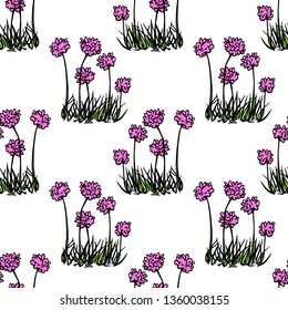 Vector seamless pattern with hand drawn thrift. Beautiful floral design elements, ink drawing, perfect for prints and patterns