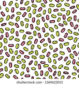 Vector seamless pattern with hand drawn dry beans. Beautiful food design elements, ink drawing, perfect for prints and patterns