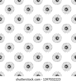 Vector seamless pattern with hand drawn daisies.